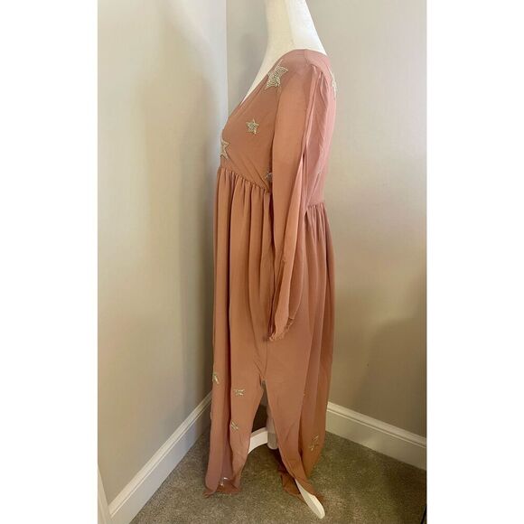 Chaser Women's S Pink Beaded Star Maxi Dress V-Neck Party‎ Cocktail - Picture 7 of 9